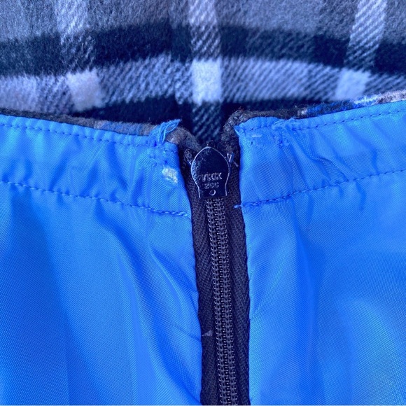 Talbots Wool Plaid Mini Skirt Faux Zipper Detail Blue Grey Size 18 Career Grunge - Picture 8 of 8